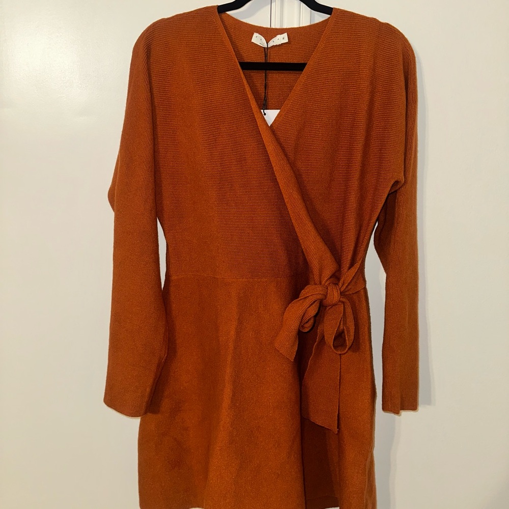 Rust Wrap Dress - Picture 2 of 7